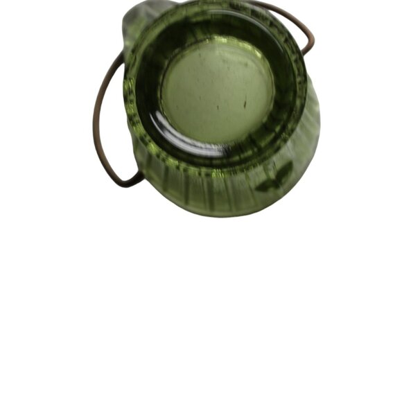 VTG Hazel Atlas Green Glass Miniature Coal Bucket Toothpick Holder Ashtray - Picture 6 of 10